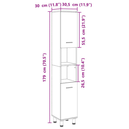 Sonoma Oak Bathroom Cabinet, 30.5x30x179 cm, Engineered Wood