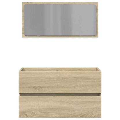 Sonoma Oak Bathroom Cabinet with Mirror - 80x38.5x45 cm