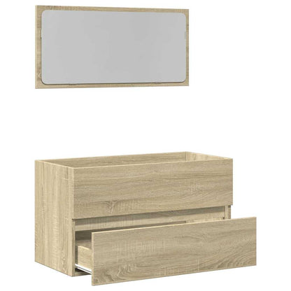 Sonoma Oak Bathroom Cabinet with Mirror - 80x38.5x45 cm