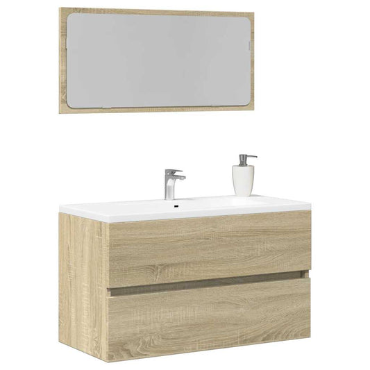 Sonoma Oak Bathroom Cabinet with Mirror - 80x38.5x45 cm