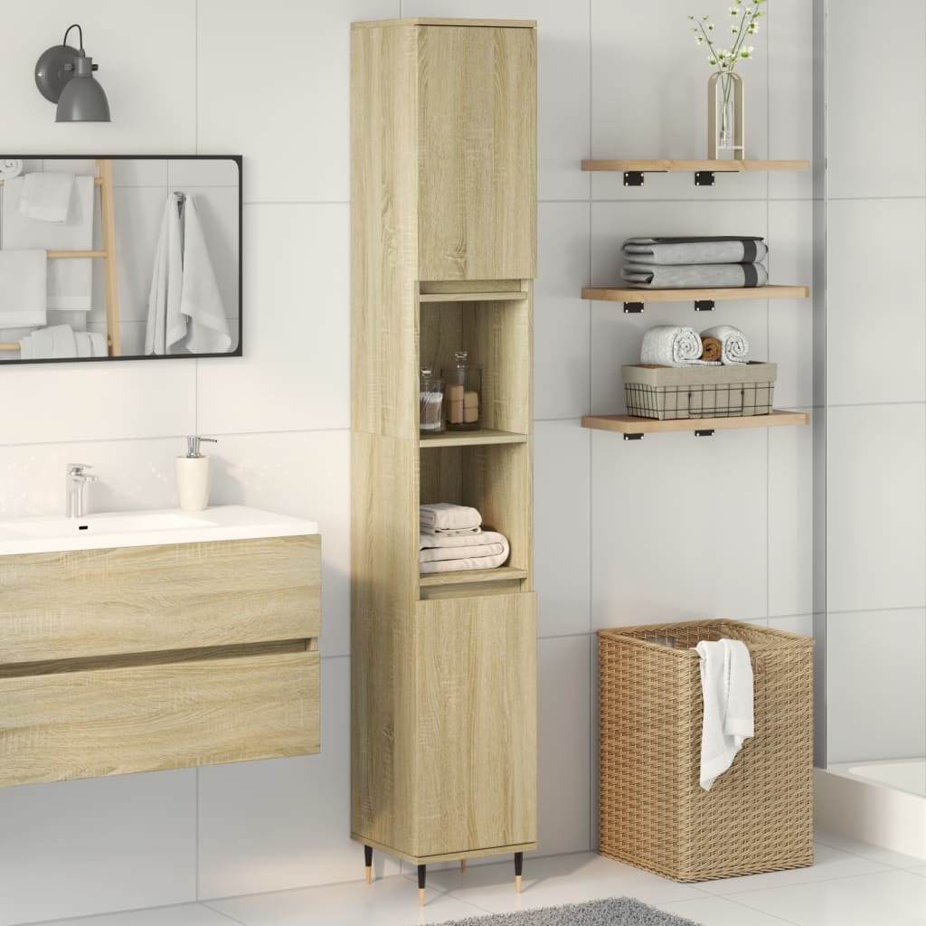 Sonoma Oak Bathroom Cabinet, 30x30x190cm - Engineered Wood