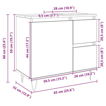 Sonoma Oak Bathroom Cabinet 65x33x60 cm - Engineered Wood