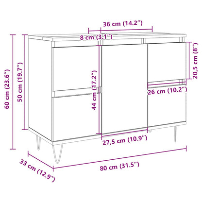 Sonoma Oak Bathroom Cabinet 80x33x60 cm - Engineered Wood