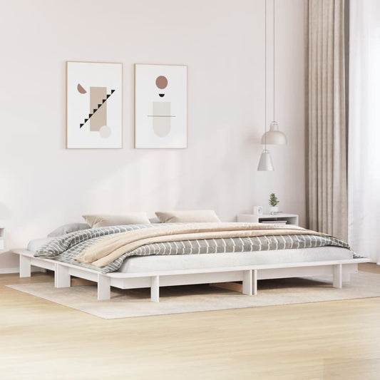 Solid Pine White Bed Frame 160x200 cm - No Mattress Included