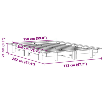 King Size White Solid Pine Bed Frame 150x200 cm - No Mattress
