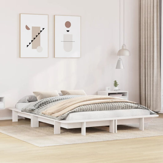 Solid Pine White Bed Frame 140x200 cm - No Mattress Included