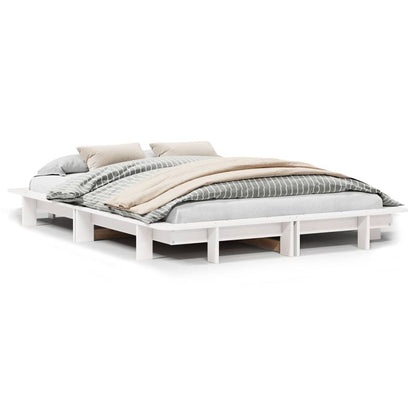 Solid Pine Wood Bed Frame, White, 120x200 cm (Mattress Not Included)