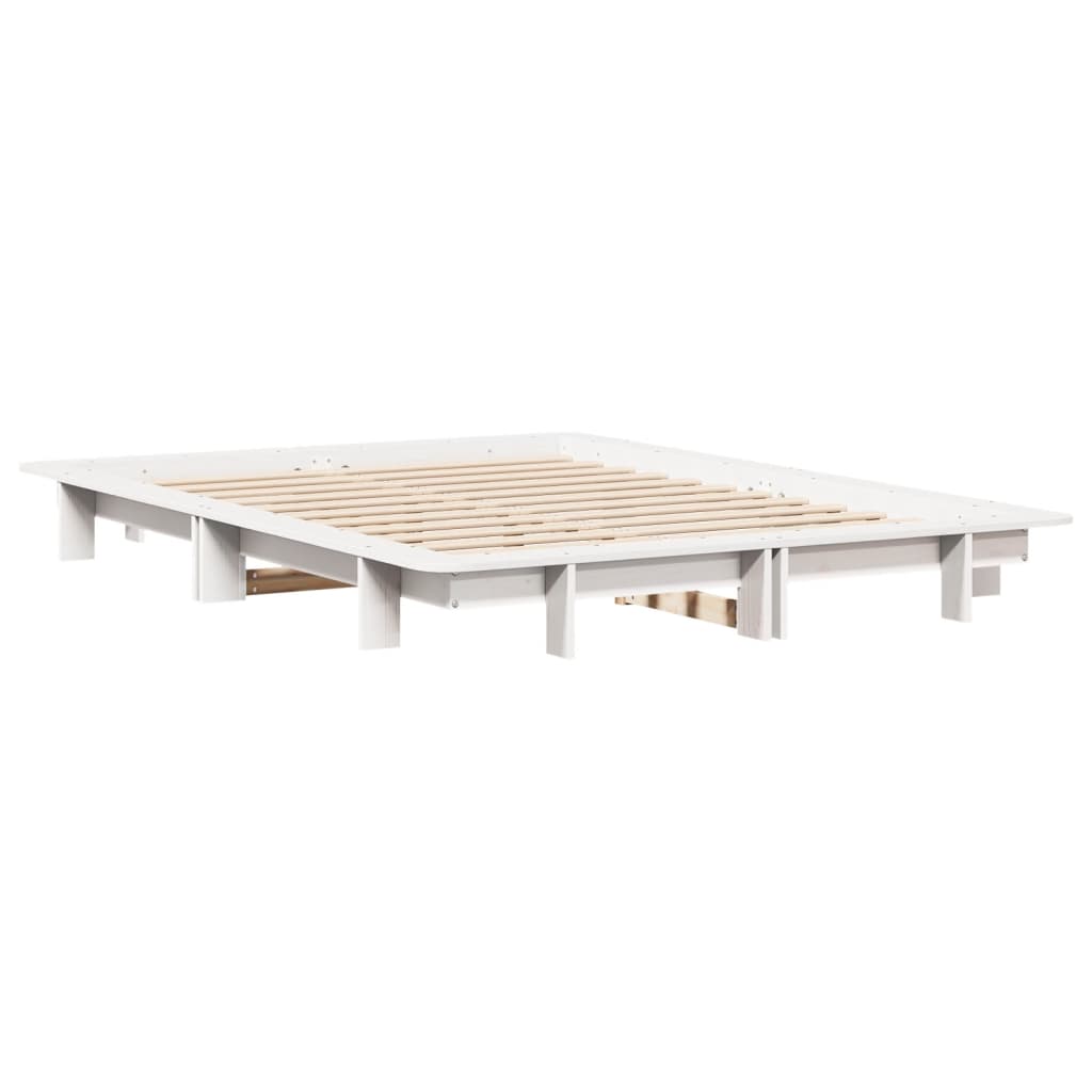 Solid Pine Wood Bed Frame, White, 120x200 cm (Mattress Not Included)