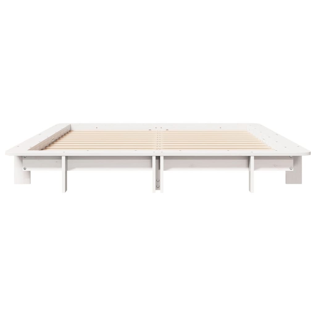 Solid Pine Wood Bed Frame, White, 120x200 cm (Mattress Not Included)