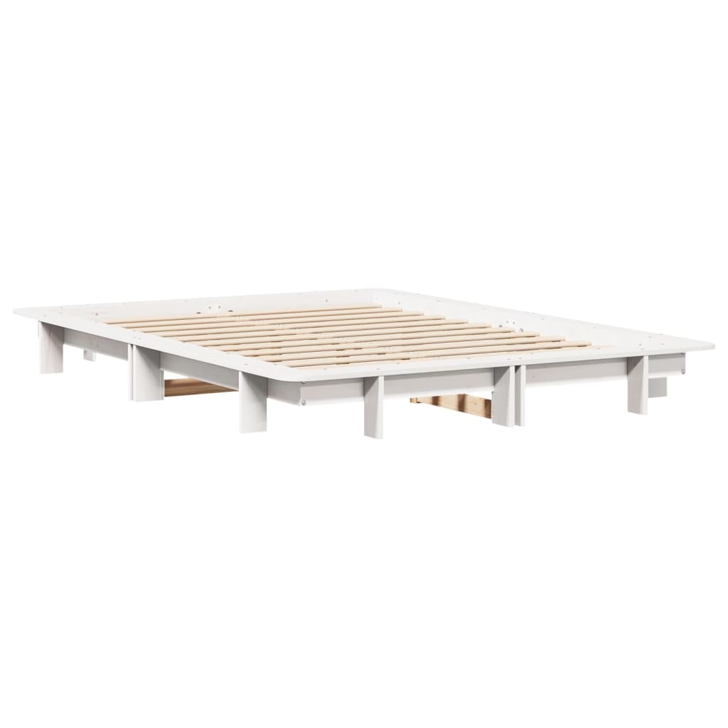 Solid Pine Wood Bed Frame, White, 120x200 cm (Mattress Not Included)