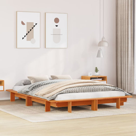 Solid Pine Wood Bed Frame, Wax Brown 120x200 cm - No Mattress