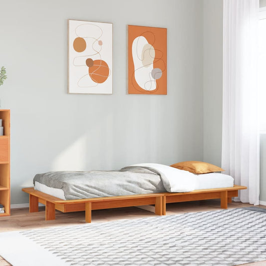 Solid Pine Wood Bed Frame Wax Brown 100x200 cm, No Mattress