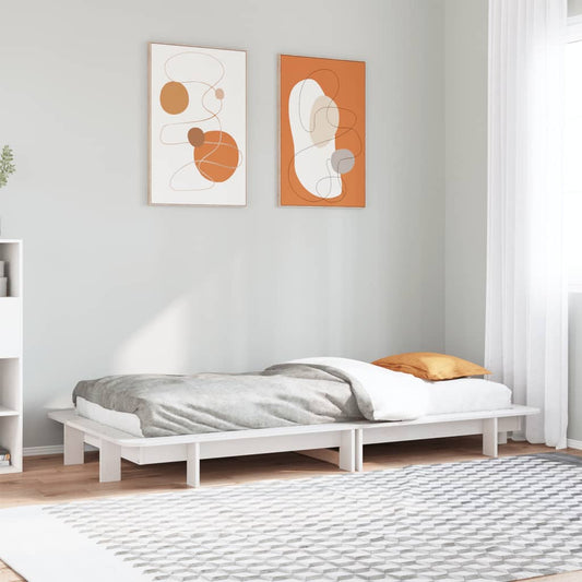 Solid Pine Wood Bed Frame in White, 90x200 cm - Mattress Not Included