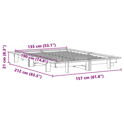 Wax Brown Solid Pine Wood Double Bed Frame 135x190 cm