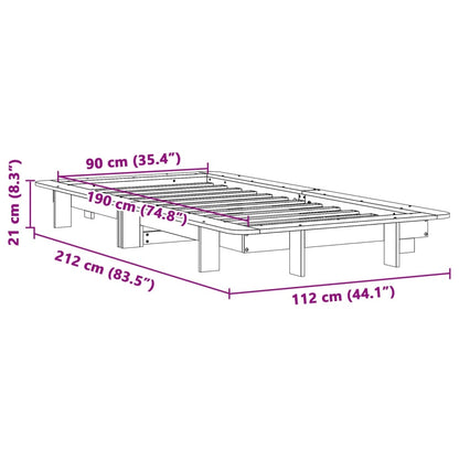 Solid Pine Wood Bed Frame, Wax Brown, 90x190 cm, Single Size