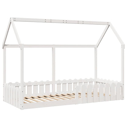White Kids' House Bed Frame 90x200 cm - Pine Wood