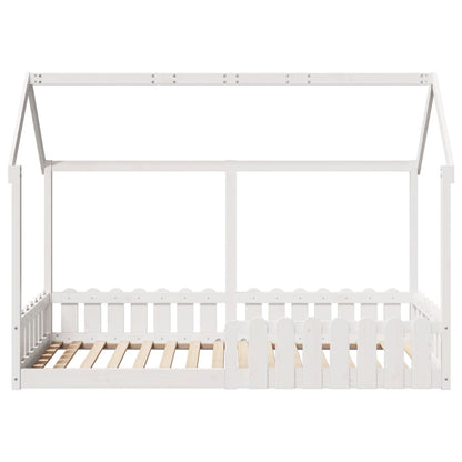White Kids' House Bed Frame 90x200 cm - Pine Wood