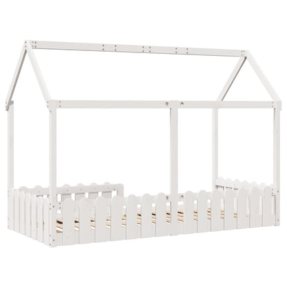 White Kids' House Bed Frame 90x200 cm - Pine Wood