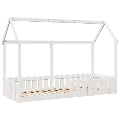 White Wooden Kids' House Bed Frame 80x200 cm - No Mattress