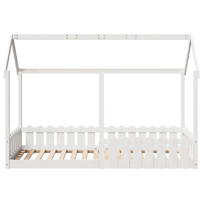 White Wooden Kids' House Bed Frame 80x200 cm - No Mattress