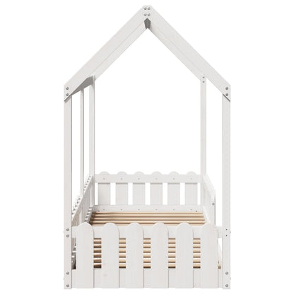White Wooden Kids' House Bed Frame 80x200 cm - No Mattress