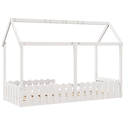 White Wooden Kids' House Bed Frame 80x200 cm - No Mattress