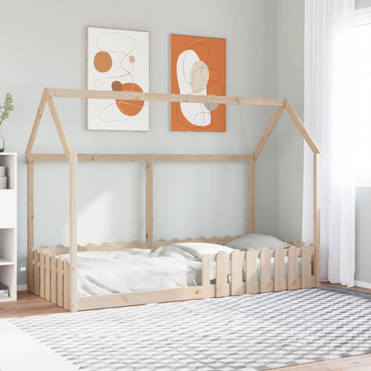 Solid Pine Kids' House Bed Frame 90x190 cm - No Mattress Included