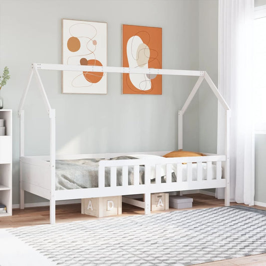 White Pine Kids' House Bed Frame 90x200 cm - No Mattress Included