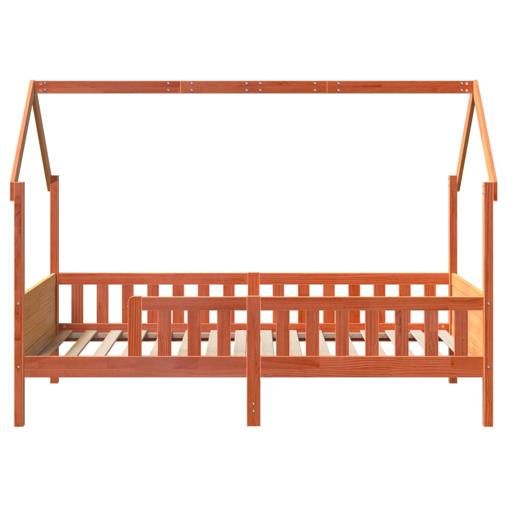 Wax Brown Pine Kids' House Bed Frame 90x200 cm - Mattress Not Included