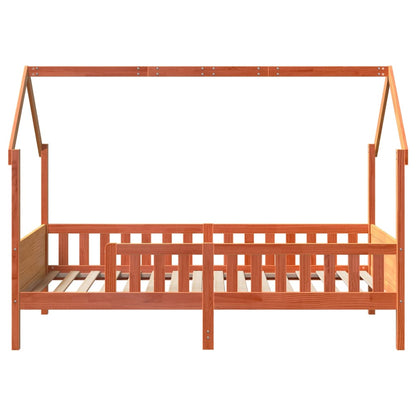 Wax Brown Pine Kids' House Bed Frame 90x200 cm - Mattress Not Included