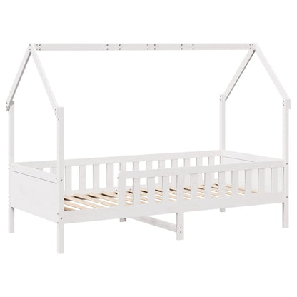 Kids' Pine House Bed Frame, White 80x200 cm (No Mattress)