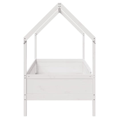 Kids' Pine House Bed Frame, White 80x200 cm (No Mattress)