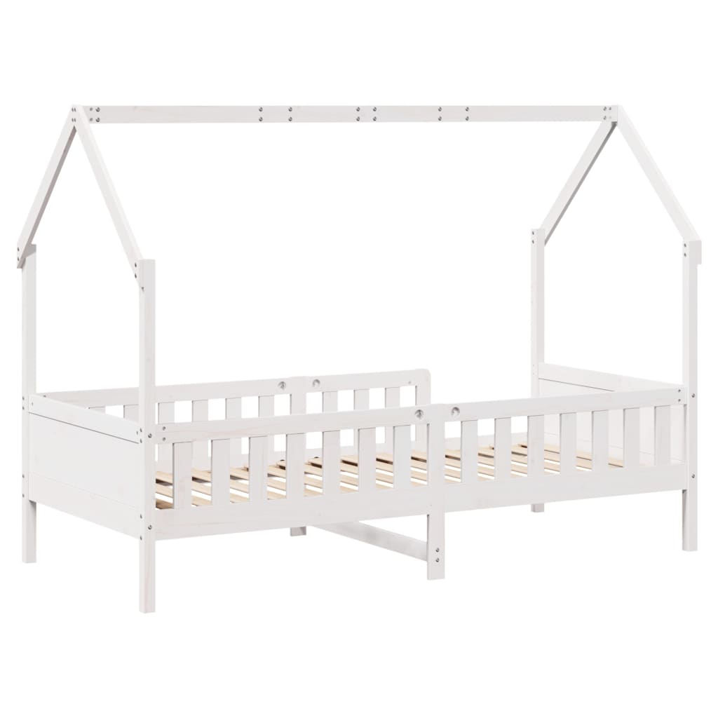 Kids' Pine House Bed Frame, White 80x200 cm (No Mattress)