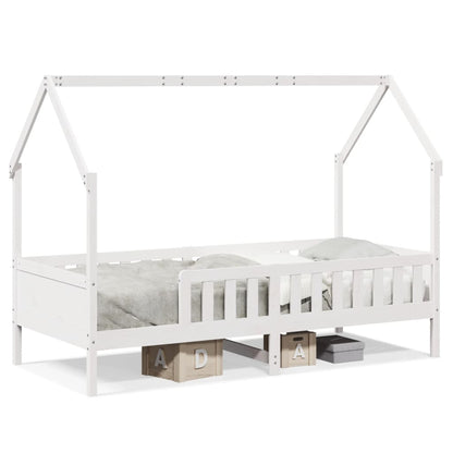 White Pine Kids' House Bed Frame 90x190cm - Single, No Mattress