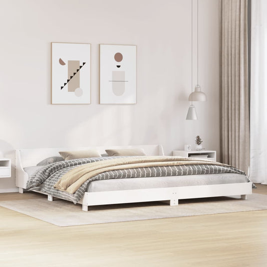 Solid Pine Super King Bed Frame, White 180x200 cm