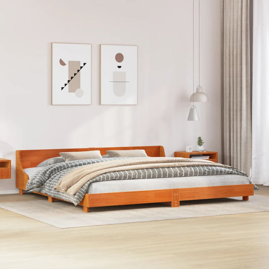 Wax Brown Solid Pine Wood Bed Frame 180x200 cm Super King