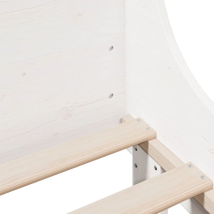Solid Pine King Bed Frame, White, 150x200 cm, No Mattress Included