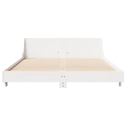 Solid Pine Wood Bed Frame 140x200 cm - White Finish