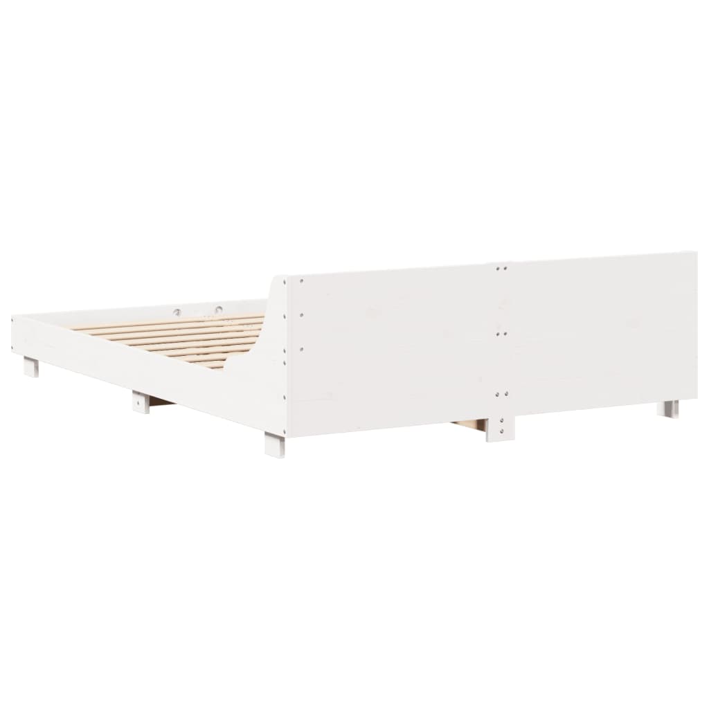 Solid Pine Wood Bed Frame 140x200 cm - White Finish