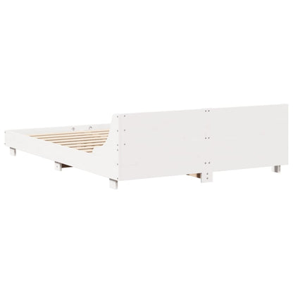Solid Pine Wood Bed Frame 140x200 cm - White Finish