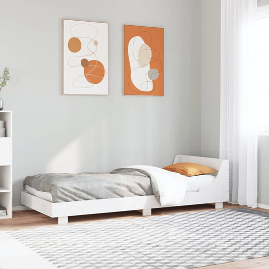 Solid Pine Wood Bed Frame, White, 100x200 cm - No Mattress Included