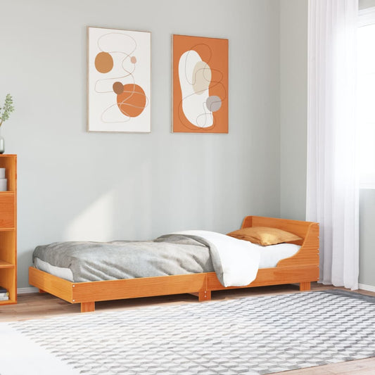 Solid Pine Wood Bed Frame, Wax Brown, 100x200 cm, No Mattress