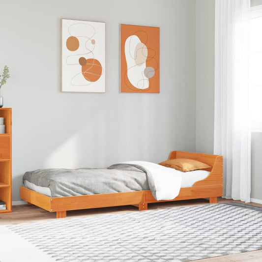 Solid Pine Wood Bed Frame, Wax Brown, 90x200 cm (No Mattress)