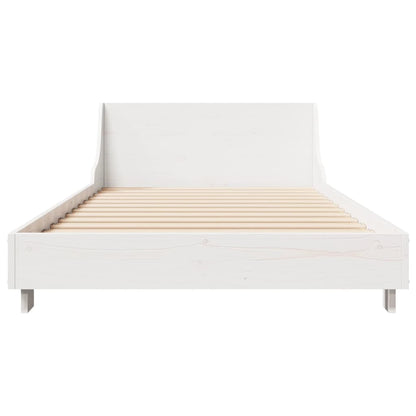 Solid Pine Wood Bed Frame, White, 75x190 cm, Small Single