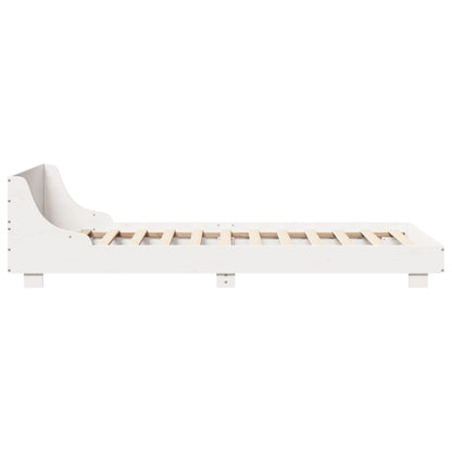 Solid Pine Wood Bed Frame, White, 75x190 cm, Small Single