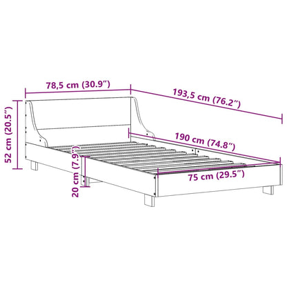 Solid Pine Wood Bed Frame, White, 75x190 cm, Small Single