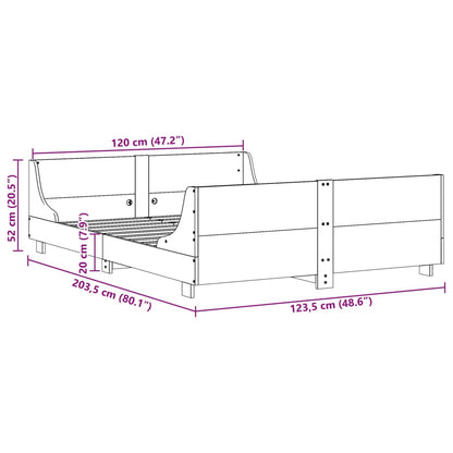 Solid Pine Wood Bed Frame 120x200 cm - No Mattress Included