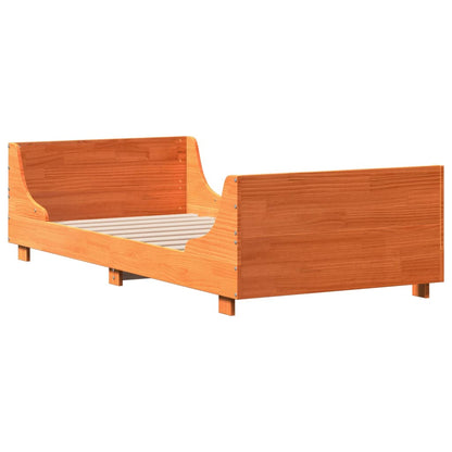 Wax Brown Solid Pine Wood Bed Frame, No Mattress, 100x200 cm