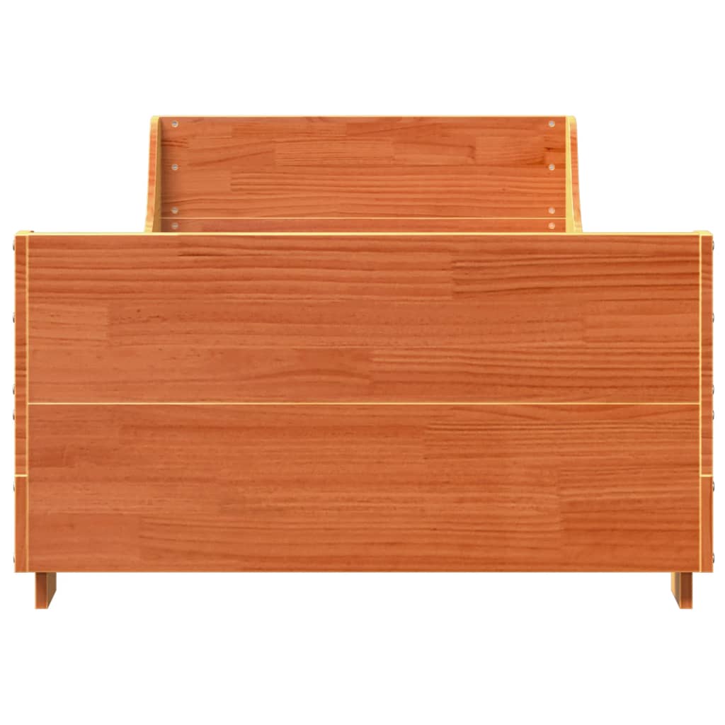 Wax Brown Solid Pine Wood Bed Frame, No Mattress, 100x200 cm