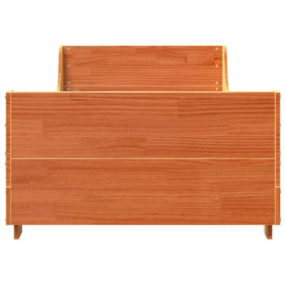 Wax Brown Solid Pine Wood Bed Frame, No Mattress, 100x200 cm